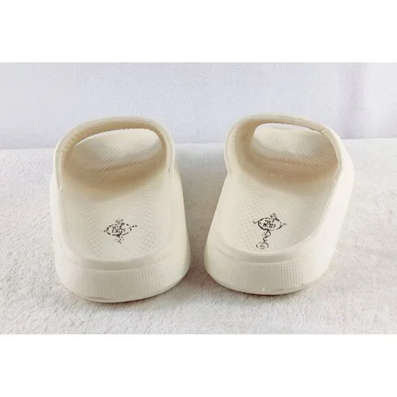 Puffy Slide On Sandals Cream Foam Quilted Slippers Quilted Puff Design Comfort - Picture 7 of 11